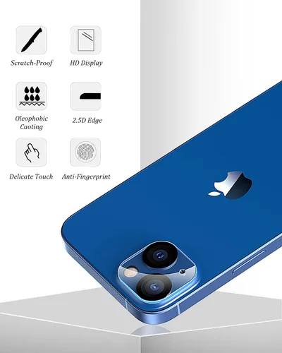 Vista 5 de [Paquete de 3] Protector de lente de cámara compatible con iPhone 13 y iPhone 13 Mini, cubierta de cámara de vidrio templado 9H de alta calidad