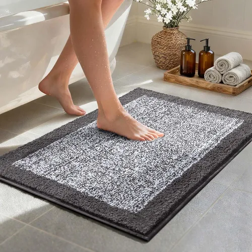 Vista 51 de Alfombras de baño de 17 x 24 pulgadas, antideslizantes, lavables, color gris, para bañera, tapete de baño para baño, tapete suave y absorbente