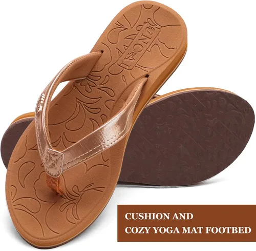 Vista 6 de Oncai - Sandalias de esterilla de yoga y soporte de arco, sandalias tipo pata de gallo para mujer, cómodas, para la playa