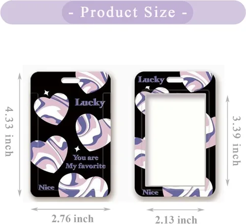 Vista 3 de 2 soportes para tarjetas fotográficas Kpop, estilo corazón, para PC, soporte para tarjetas de identificación con llavero, funda protectora