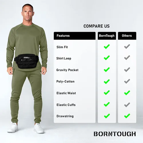 Vista 5 de Born Tough Pantalones deportivos ajustados para hombre, pantalones deportivos de entrenamiento para culturismo, gimnasio, pantalones de correr