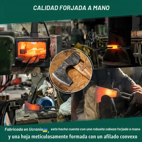 Vista 6 de Hacha de Bushcraft BeaverCraft AX6 para Talla de Madera - Hachas y Ejes de Camping Forjados - Hacha de Corte de Madera, Ejes de Jardinería Manual