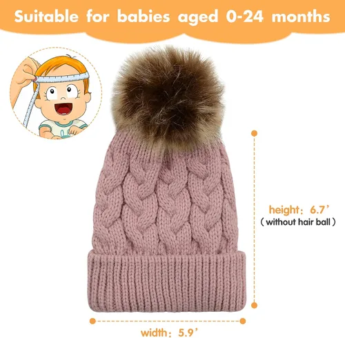 Vista 12 de Gorro de invierno para niñas pequeñas Zando, con pompones, gorras tejidas para bebés y niños