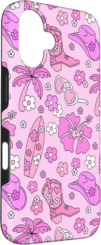 Vista 3 de iPhone 16 Coastal Cowgirl Estética Rosa Cowgirl Hat Cowboy Boots Boho Case