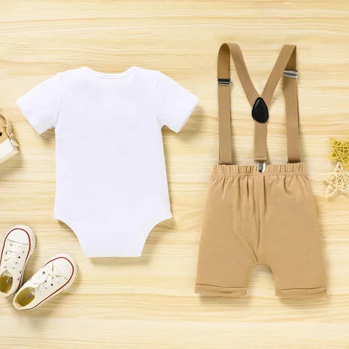 Vista 3 de GRNSHTS Ropa divertida para el primer cumpleaños para bebé, niño, con pajarita, enterizo para pastel