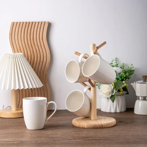 Vista 28 de GBhome Juego de 6 tazas de café de 12 onzas, tazas de café de cerámica con flores adhesivas para hombre, mujer, mamá, papá, juego de tazas de café