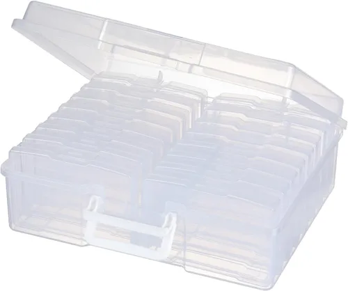 Vista 10 de novelinks Organizadores de fotos transparentes de 4 x 6 pulgadas y caja de almacenamiento de fotos con asa, 16 fundas interiores para fotos