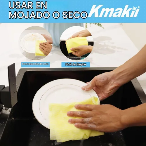 Vista 6 de KMAKII Handi Wipe - Paños reutilizables – Paños y toallas desechables multiusos, ultra absorbentes, de secado rápido, toallitas de limpieza