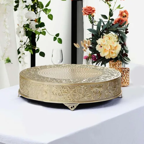 Vista 18 de Efavormart - Soporte redondo de metal en relieve dorado de 14 pulgadas, para decoración de fiestas y cumpleaños