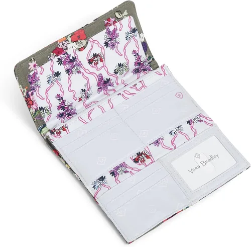 Vista 4 de Vera Bradley Cartera de mano triple de algodón para mujer con protección RFID, Hope Blooms - Algodón reciclado
