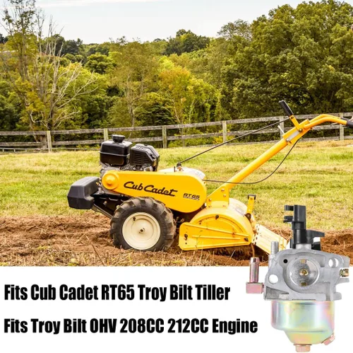 Vista 2 de 951-12785 Carburador para Troy Bilt Tiller Super Bronco Rototiller 208cc Cub Cadet RT65 751-12785 C46540 46515 Generador Troy Bilt OHV 208CC 212CC