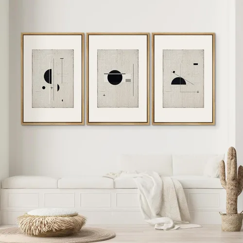 Vista 248 de SIGNWIN Lienzo enmarcado para pared, juego de arte neutro de bosque brumoso, ilustraciones en tono tierra, arte moderno, decorativo, bohemio
