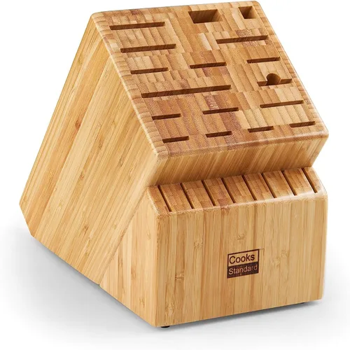 Vista 7 de Cooks Standard Soporte para bloque de cuchillos de madera de acacia sin cuchillos, 25 ranuras, extragrande, universal, soporte de cocina
