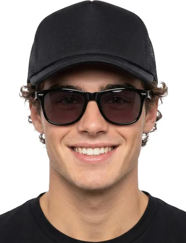 Vista 65 de Funky Junque Sombrero de camionero ligero Snapback de espuma de malla en Negro/Negro