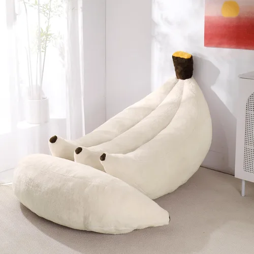 Vista 14 de Sofá de frijoles con otomana IEVENW en forma de banana, sofá de piso con reposapiés, cómodo sofá cama convertible para adultos, sofá de felpa
