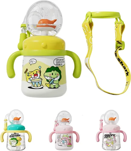 Vista 6 de Vaso para Beber con Chorro de Ballena, Tazas para Beber con Peso con Correas Ajustables, Vasos de Agua de Ballena de 300ml con Punta Suave
