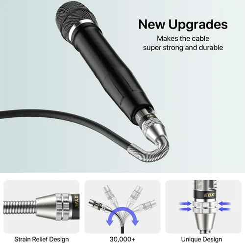 Vista 4 de EBXYA XLR Cables de 3 pies 6 paquetes, XLR macho a hembra equilibrado 3 pines cable de micrófono de resorte de metal compatible con mezcladores