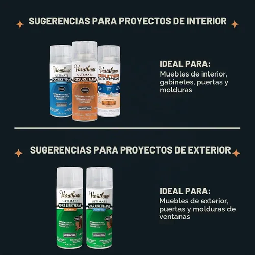 Vista 7 de Varathane - Barniz para interiores de poliuretano a base de aceite en aerosol, acabado satinado