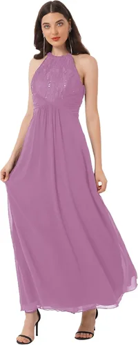 Vista 4 de CHICTRY Vestido largo de gasa para dama de honor con encaje floral para fiesta de noche