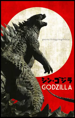 Vista 3 de Godzilla Inspired Original Art Print 11x17