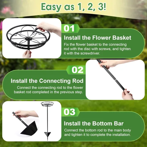 Vista 6 de Tellingyou Paquete de 2 soportes ajustables para macetas para exteriores, soportes de metal para plantas al aire libre, soporte versátil