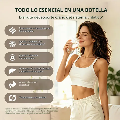 Vista 6 de Suplementos de drenaje linfático, 120 tapas, apoya la hinchazón