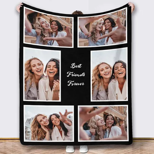 Vista 6 de Mantas de fotos personalizadas, 10 fotos personalizadas, mantas de imagen personalizadas, regalos para hermana, papá, mamá, hija, hijo