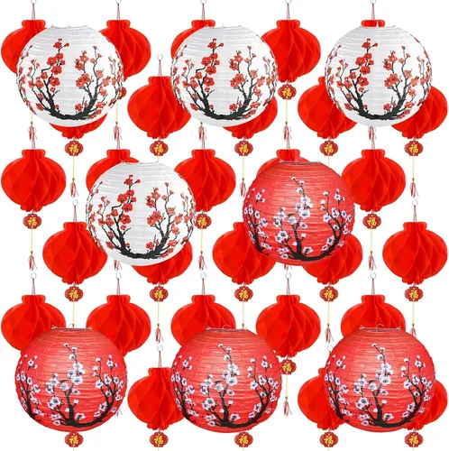 Vista 8 de 60 linternas chinas rojas para decoración de Año Nuevo, festival de primavera, boda, restaurante