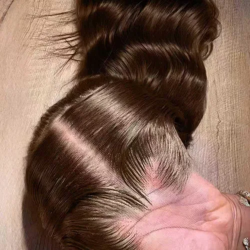 Vista 18 de Pelucas de encaje frontal de color marrón chocolate 15A de 2 x 6 pulgadas de densidad 2 x 6, pelucas de cabello humano invisible de 0.004 in Peluca