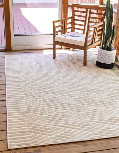 Vista 11 de Rugs.com Sabrina Soto Outdoor Collection Alfombra – 2 x 6 pies alfombra de tejido plano beige perfecta para pasillos y entradas