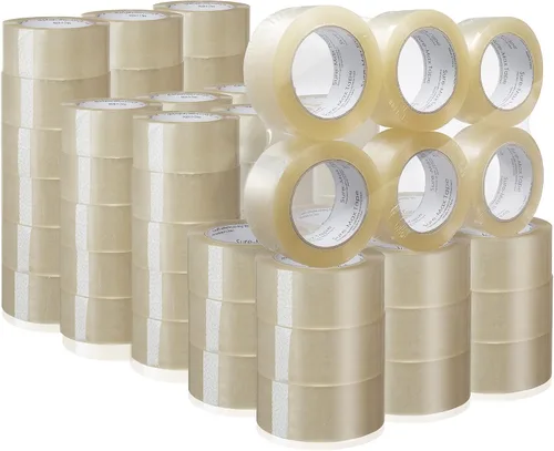 Vista 2 de Sure-Max Cinta de embalaje de cartón premium de 2.0 mil 330 pies (110 yardas), transparente, 2 cajas (72 rollos en total)