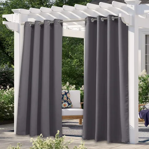 Vista 91 de NICETOWN Cortina para Exteriores para Patio Impermeable de 84 Pulgadas de Ancho, Aislamiento Térmico con Ojales Antioxidantes Bloqueo UV Cortina