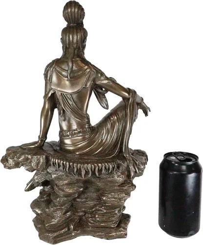 Vista 6 de Ebros - Estatua de Bodhisattva de la diosa del agua y la luna Kuan Yin en resina de bronce sintético, 13.75 pulgadas de alto, Museo de la Deidad