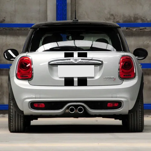 Vista 5 de Calcomanía de vinilo para capó de coche, diseño de rayas para Mini Cooper F55 2015 2016 f56 2014-2016 (negro brillante)