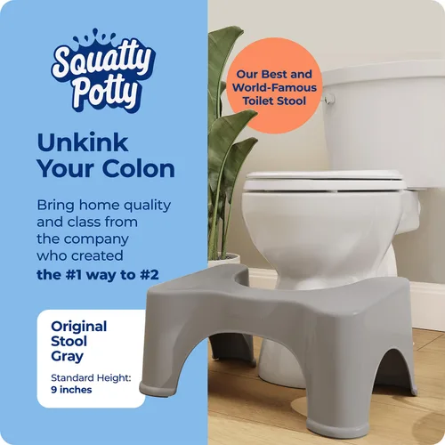 Vista 2 de Squatty Potty The Original - Taburete de inodoro para baño, color gris, 9 pulgadas