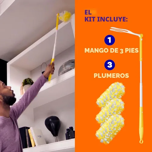 Vista 10 de Swiffer Plumero de Alta Resistencia Kit de inicio con mango extensible de 3 pies y 3 recambios