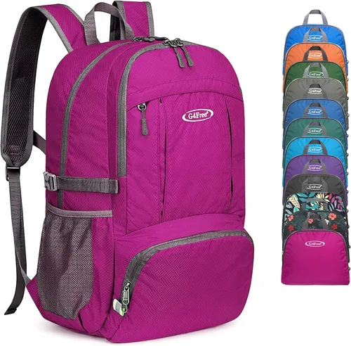 Vista 13 de G4Free - Mochila para senderismo ligera y plegable de 40L, mochila de viaje impermeable para el día a día Water-Resistant Polyamide