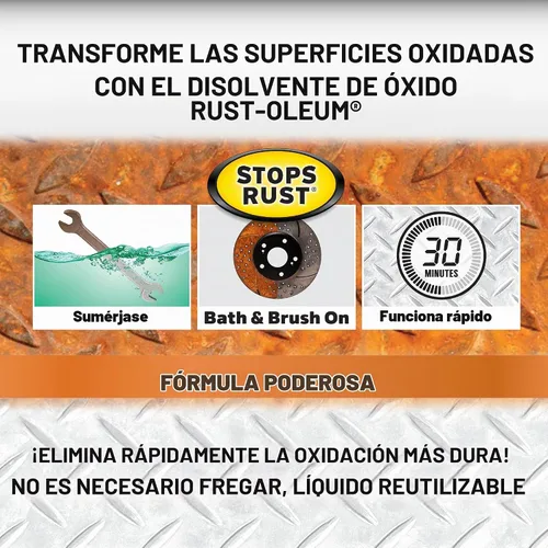 Vista 3 de Rust-Oleum Eliminador de óxido para remojar y bañar; removedor de corrosión resistente para herramientas metálicas, automóviles, bicicletas