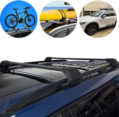 Vista 3 de Barras transversales negras para Ford Explorer 2020-2024 2025 XLT, Limited, ST Accesorios Bolsa de transporte de carga, equipaje, kayak, canoa
