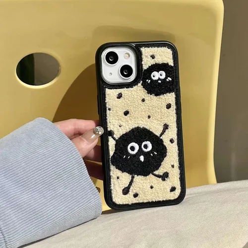 Vista 9 de Funda de briquetas linda y esponjosa para iPhone 14, 6.1 pulgadas (negro)