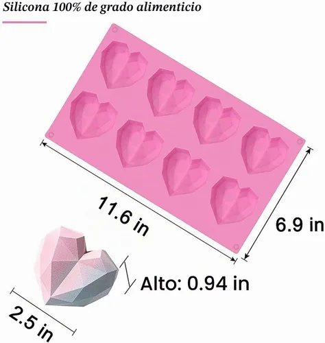 Vista 8 de 10 moldes de silicona con forma de corazón de San Valentín, gran molde de corazón rompible para chocolate con martillo, 8 moldes de silicona