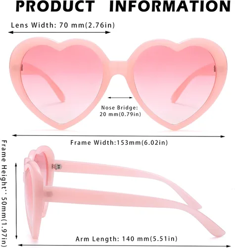 Vista 4 de Pro Acme Lentes de sol de corazón para mujer, polarizados, encantadores, estilo retro, de moda roja