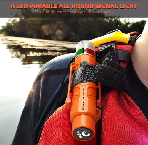 Vista 7 de GOODSMANN Luz LED de señal redonda para barco con ventosa y base magnética para kayak de barco