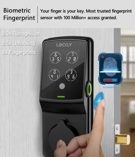 Vista 4 de Lockly Secure Plus, cerradura inteligente con tarjeta RFID, cerradura de puerta de entrada sin llave, cerraduras inteligentes para puerta principal