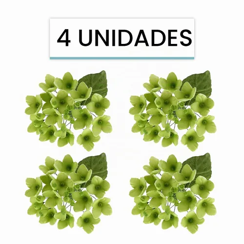 Vista 4 de Global Sugar Art Spray de flores de hortensias verdes de 4 unidades, flores para decoración de tartas