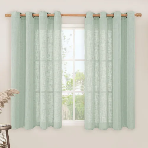 Vista 38 de LAMIT Cortinas de lino marrón caramelo para sala de estar, 84 pulgadas, de lino sintético, texturizado, filtrante de luz, paneles de privacidad