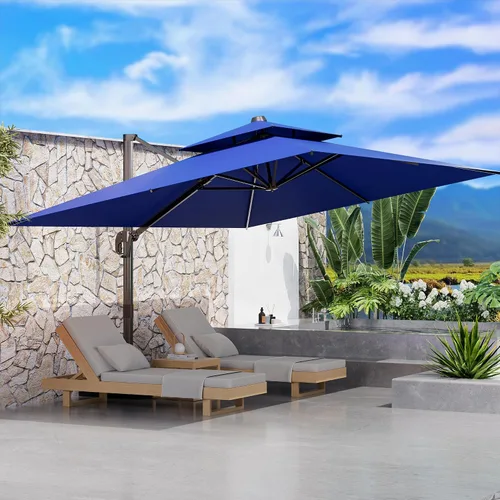 Vista 55 de Sombrilla de 10 x 13 pies para exteriores, sombrilla grande rectangular con viga voladiza, resistente, con rotación de 360°, sombrilla con Beige