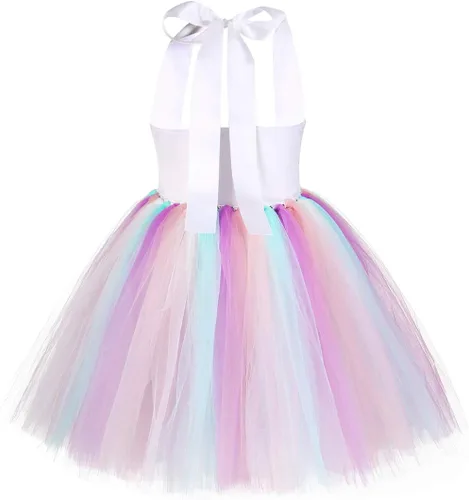 Vista 3 de Purfeel - Tutú para fiesta de disfraces para niña con diadema de unicornio