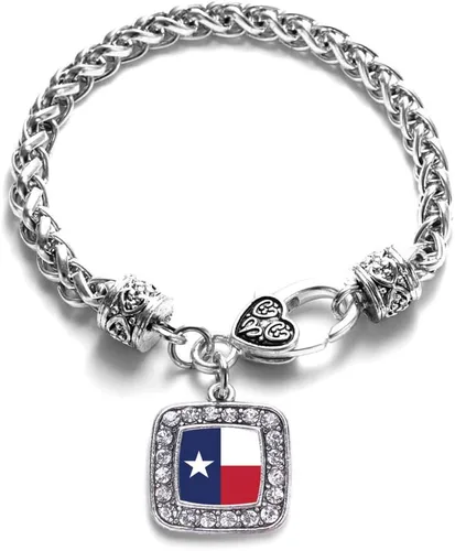 Vista 198 de Pulsera de dijes cuadrados de plata con joyería de circonita cúbica