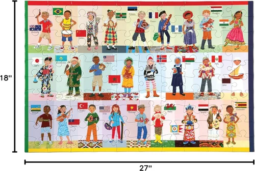 Vista 5 de eeBoo: Children of The World - Rompecabezas de 100 piezas, permite a los niños aprender sobre diferentes países, fomenta la resolución de problemas